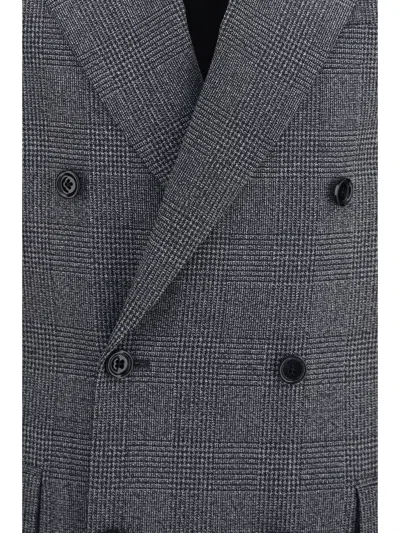 Lardini Grey Pied De Poule Double Breasted Blazer In Gray