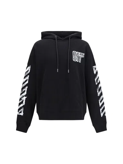 Off-white Motion Arrow Skate Black Cotton Hoodie With Distinctive Graphic Prints In Black