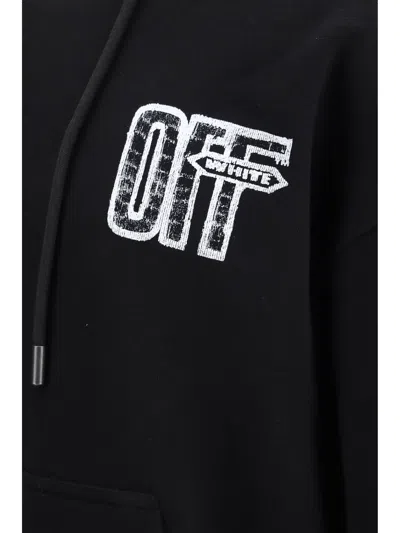 Off-white Motion Arrow Skate Black Cotton Hoodie With Distinctive Graphic Prints In Black
