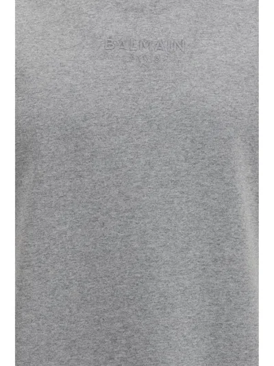 Balmain Embroidered Logo-patch T-shirt In Gray