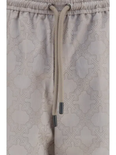 Off-white Beige Drawstring Joggers In Gray