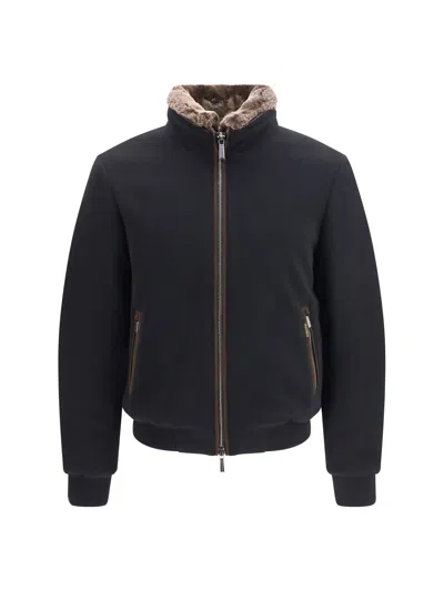Moorer Beautiful Cashmere And Silk Bomber Jackets In Black