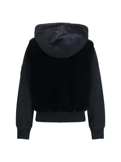 Moose Knuckles Rosylyn Bunny Black Cotton Hoodie In Black