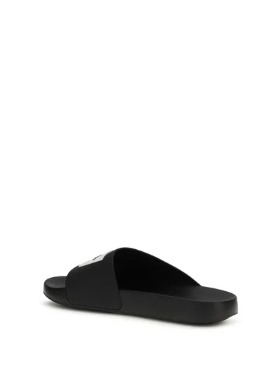 Givenchy Black Sandals With Wide Band And Contrasting Logo Patch In Rubber Man In Black