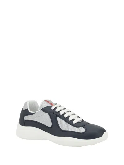 Prada Low Top Sneaker In Baltico+argento