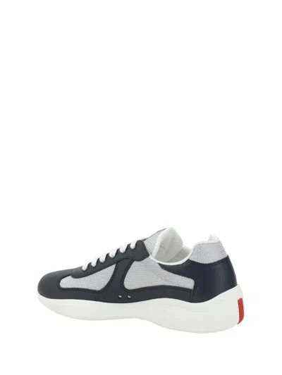 Prada Low Top Sneaker In Baltico+argento