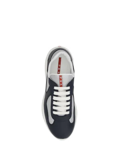 Prada Low Top Sneaker In Baltico+argento