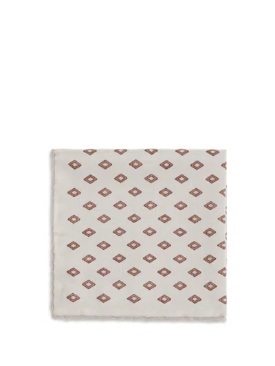Brunello Cucinelli Silk Diamond-patterned Scarf In Beige