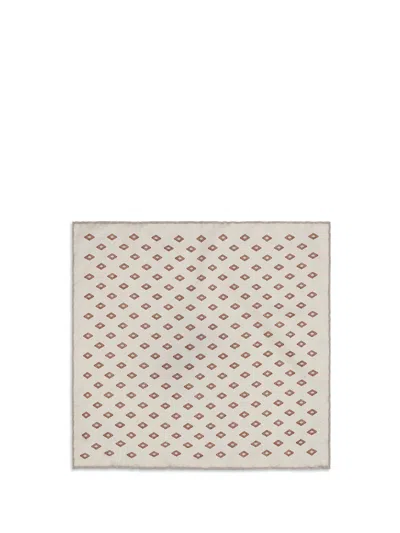 Brunello Cucinelli Silk Diamond-patterned Scarf In Beige