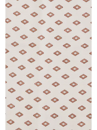 Brunello Cucinelli Silk Diamond-patterned Scarf In Beige