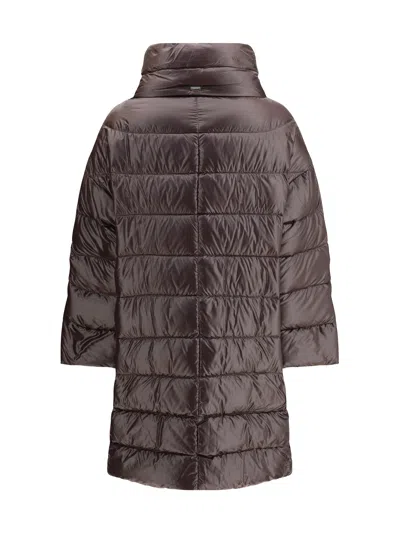 Herno Zippered Quilted Down Jacket In Brown
