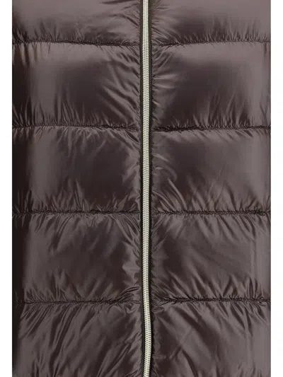 Herno Zippered Quilted Down Jacket In Brown