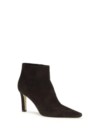 The Row Squared Toe Nappa Leather Ankle Boots In Brown