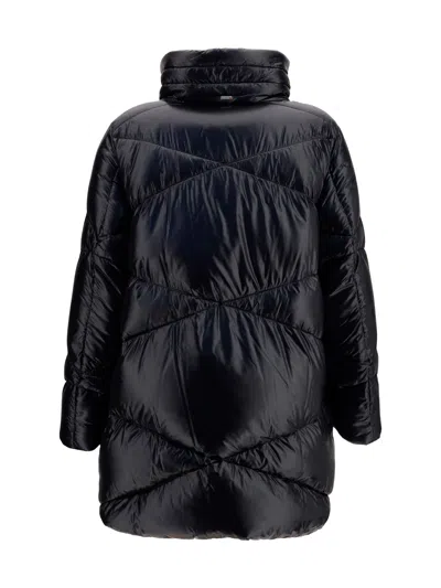Herno Quilted Glossy High Collar Polyamide Down Jacket In Black
