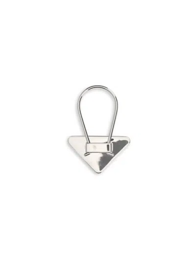 Prada Enameled Logo Triangular Key Case In Nero