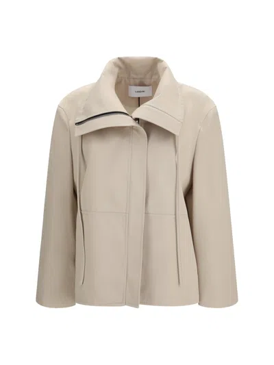 Lardini High-neck With Drawstring Jacket In Neutral