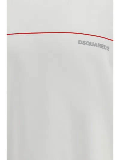 Dsquared2 Men White Crewneck T-shirt With Logo Lettering On The Front In Cotton Man In White