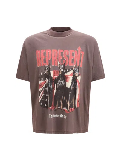 Represent Graphic Crew Neck T-shirt Short Sleeves In Brown