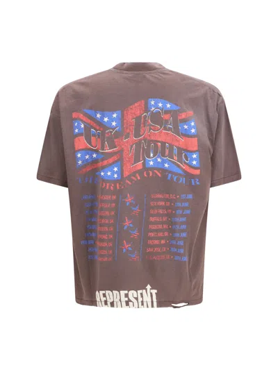 Represent Graphic Crew Neck T-shirt Short Sleeves In Brown
