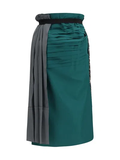 Prada Patchwork Midi Skirt With Panel Construction In Gray
