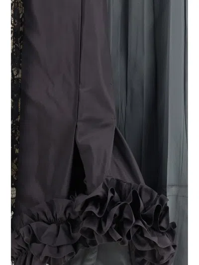 Prada Patchwork Midi Skirt With Panel Construction In Gray