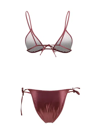 Kristina Ti Bordeaux Polyamide Bikini In Brown