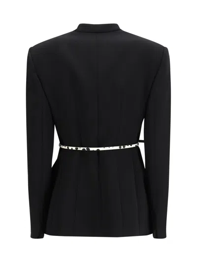 Max Mara Studio Double-breasted Cady Jacket With Belt In Black