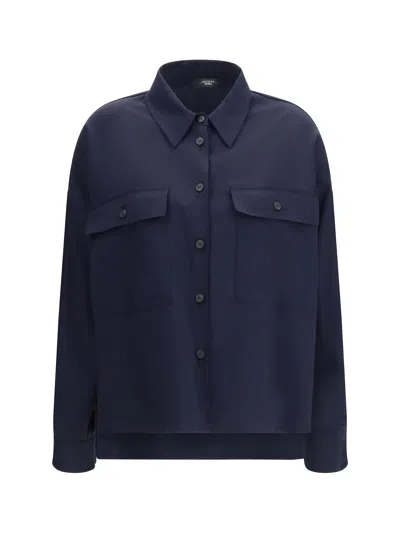 Max Mara Mulino Cropped Shirt Jacket In Blue