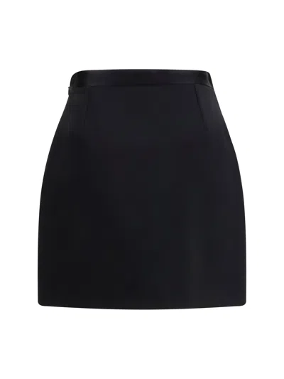 Versace Medusa-embellished Silk-trimmed Wool-blend Mini Skirt In Black