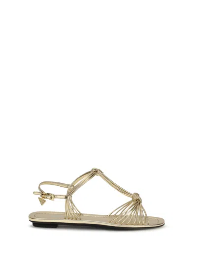 Prada Metallic Nappa Leather Sandal In Gold