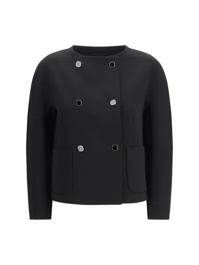 Max Mara Studio Boxy Cady Blazer In Black