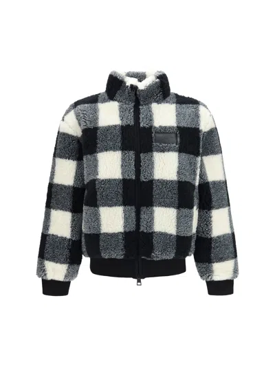 Givenchy Wool-blend Check-pattern Fleece Jacket In Blue