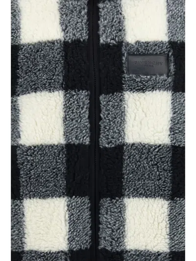 Givenchy Wool-blend Check-pattern Fleece Jacket In Blue