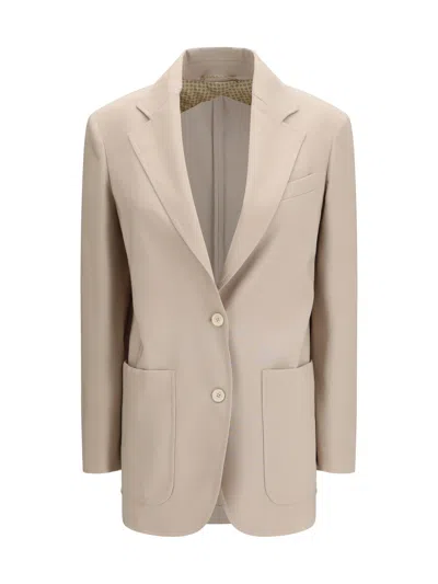 Max Mara Single-breasted Wool-blend Blazer In Neutral
