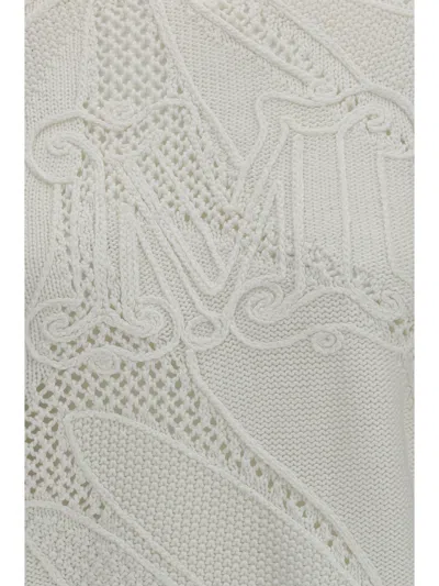 Max Mara Open-knit Cotton Sweater In White
