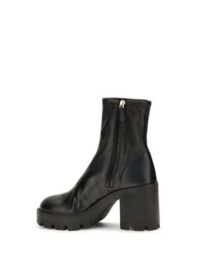 Prada Stretch Calf Leather Platform Ankle Boot In Nero