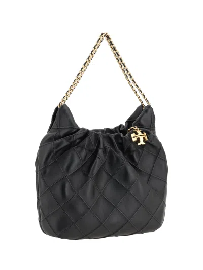 Tory Burch Fleming Mini Hobo Bag In Black