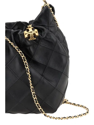 Tory Burch Fleming Mini Hobo Bag In Black