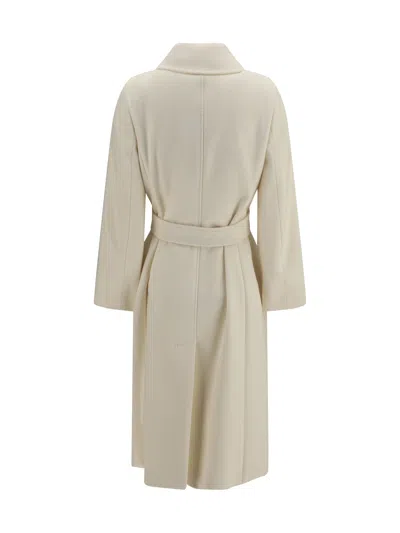 Max Mara Studio Double Breasted Wool Coat In White