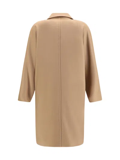 Max Mara Studio Double-breasted Wool Drap Coat In Neutral