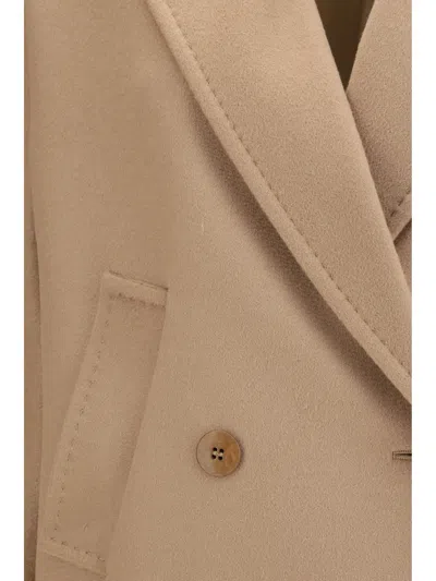 Max Mara Studio Double-breasted Wool Drap Coat In Neutral