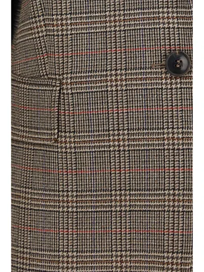 Max Mara Checked Pattern Wool Blazer In Brown