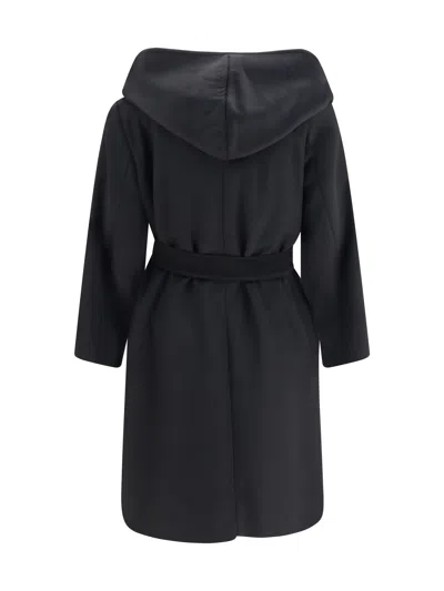 Max Mara Studio Wool Drap Robe Coat In Black