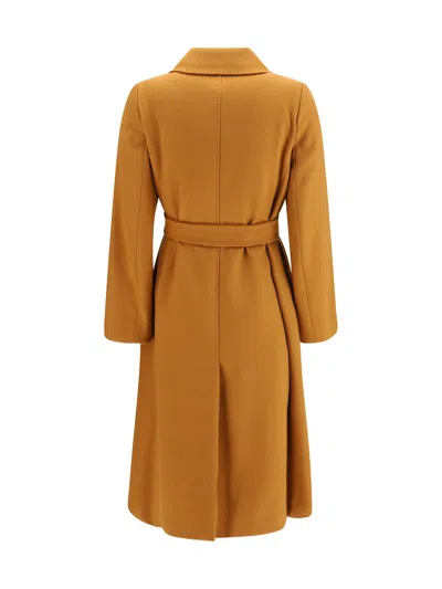 Max Mara Studio Double Breasted Wool Coat In Brown