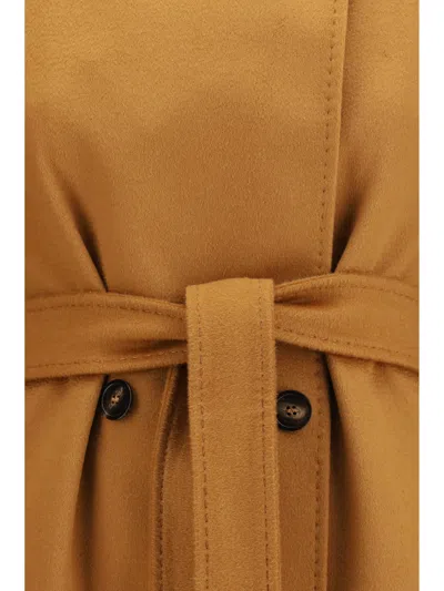 Max Mara Studio Double Breasted Wool Coat In Brown