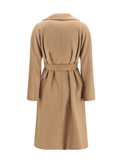 Max Mara Studio Peak Lapel Wool Coat In Neutral