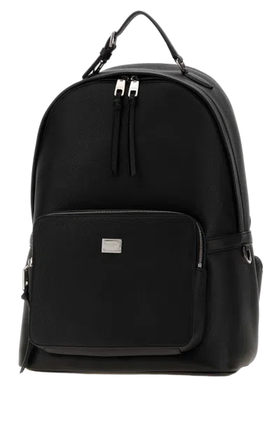 Dolce & Gabbana Pebbled Calf Backpack In Black