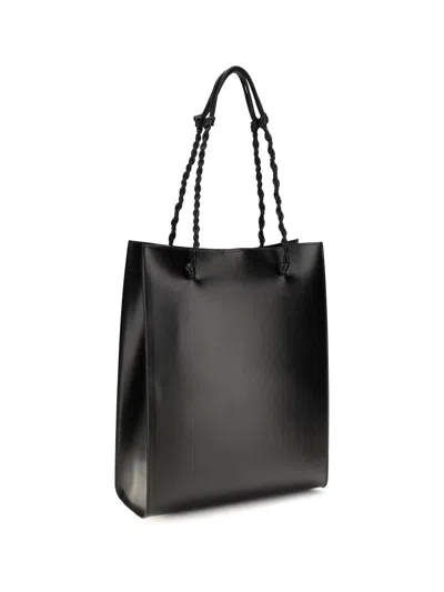 Jil Sander Rectangular Shoulder Bag Smooth Finish Braided Handles In Black