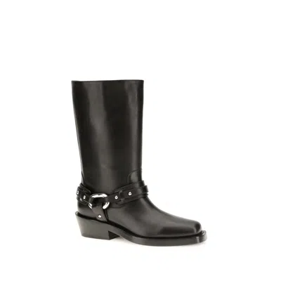 Rabanne Studded Harness Leather Boot In Black