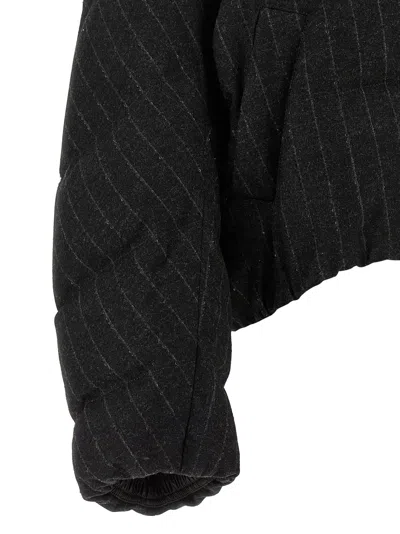 Brunello Cucinelli Micro Sequin Pinstriped Crop Down Jacket In Black
